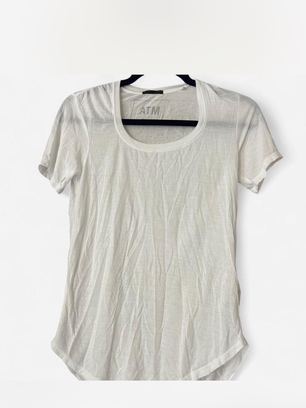 ATM Anthony Thomas Melillo White Scoop Neck Short Sleeve Modal Tee